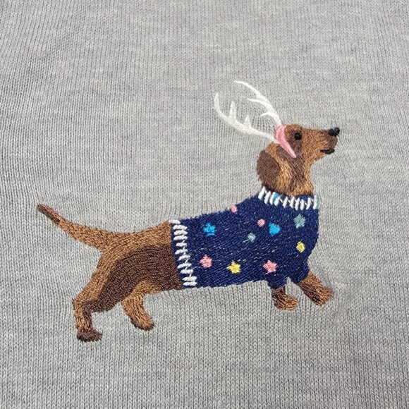 Joules Mariella Dachshund Sweater Women’s 6 Gray Cotton Embroidered - Picture 7 of 16